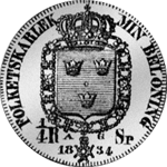 1834 Silber Münze Rückseite Reichs Speziestaler 