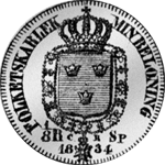 1834 1/8 Reichs Spezies Münze Silber Taler Rückseite