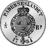 1784 1/3 Reichs Spezies Taler Plott Münze Silber Rückseite