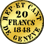 1848 Gold Münze Franken Stück Bildseite 20