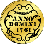 1761 Gold Münze Viertel Dukaten Bildseite