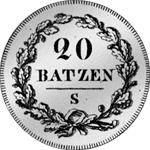 1798 Batzen Stück Münze Silber 20 2 Franks