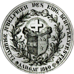 1849 Silber Münze Fest Taler Rückseite Aargau 