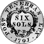 1791 Silber Sols stück 6 Münze Genf 