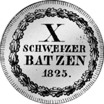 1825 10 Batzen 1 Franken Silber Münze