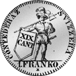 1813 Silber Münze 1 Frank 10 Batzen Tessin