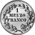 1835 1/2 Frank 5 Batzen Silber Münze Tessin 