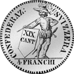 1814 Silber Münze Neutaler 4 Franken 8 Lira milanesi Tessin 