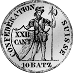1823 Silber Münze Franken 10 Bätzner Waadtland 