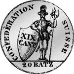 1810 2 Franks Waadtland 20 Batzen Silber Münze