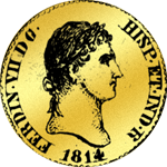 1814 1/4 Gold Münze 80 Reales de Vellon Spanien 