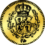 1758 1 Piaster Gold Taler Münze Carolin Quadrupel 1/16 Spanien