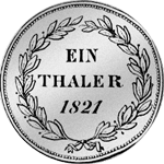 Münze Reichs Silber Taler 1821 Rückseite
