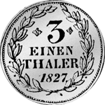 Münze Rückseite Silber Reichs Taler 1827