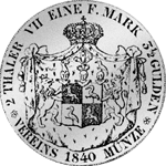 Taler Stück Vereins Silber Münze 1840 Rückseite
