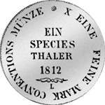 Konventions Spezies Taler Münze Silber 1812