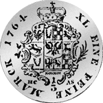 Rückseite Münze 1/3 Reichs Taler Silber 1764