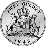 Rückseite Silber 1848 Gulden 2 Stück Münze