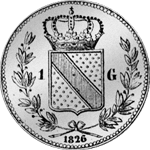 Stück Silber Münze Gulden Rückseite 1826