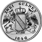 Rückseite Gulden Stück Silber Münze 1846