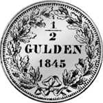 1845 Stück Gulden Münze Silber 2 Rückseite