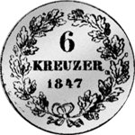1847 Stück Kreuzer 6 Münze Rückseite Silber
