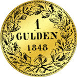 Gold Münze Gulden Stück 1848