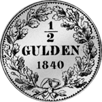 1/2 Gulden Stück Münze Silber 1840