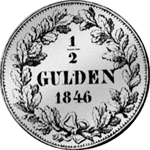 1846 Gulden Stück 1/2 Silber Münze
