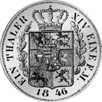 Münze Silber Rückseite Kurant Taler 1846