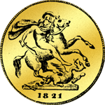1821 Gold Münze 1 Pfund Sovereign Rückseite