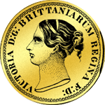 1839 Gold Münze 5 Fach Sovereign Rückseite