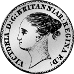 1849 1/3 Schilling Münze Rückseite Silber