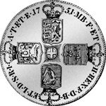 1751 Münze Silber Krone 5 Schilling Rückseite