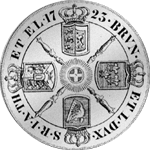 1725 5 Schilling Krone Münze Rückseite Silber