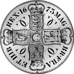 1673 Rückseite Silber Münze Krone 5 Schilling