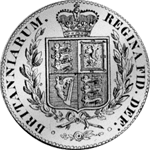 1839 1/2 Schilling 2 Halbe Krone Rückseite Münze Silber