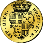 1765 Gold Münze Zechino 5 Scudi Rückseite