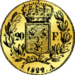Rückseite Gold Münze 20 Franken Stück 1822