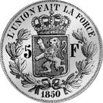 1850 5 Franken Silber Rückseite Münze