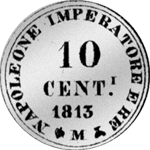 Münze Silber Rückseite 10 Centessimi 1813