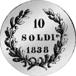 1838 Münze Soldi Silber 10