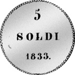 1833 Neuer Scudo Silber Rückseite Münze