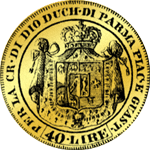 1815 Gold Münze Lire 40 Rückseite