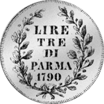1790 Rückseite Münze Silber 3 Lire Stück