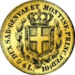 1833 Gold Münze 10 Lire 