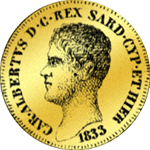 1833 Münze Gold 10 Lire Rückseite