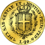 1841 Gold Münze 20 Lire 