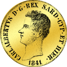 Gold Münze 20 Lire 1841