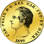 1829 Gold Münze 80 Lira Rückseite
